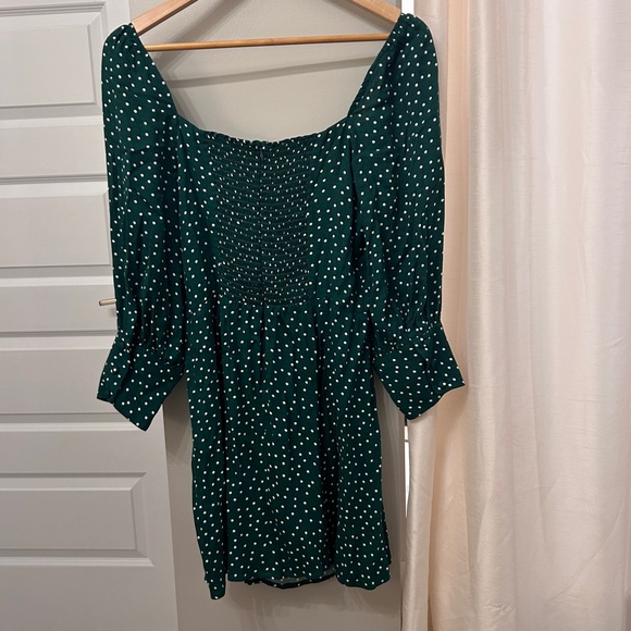 REFORMATION Green Polka Dot Lumiere Dress 10 - Picture 4 of 8